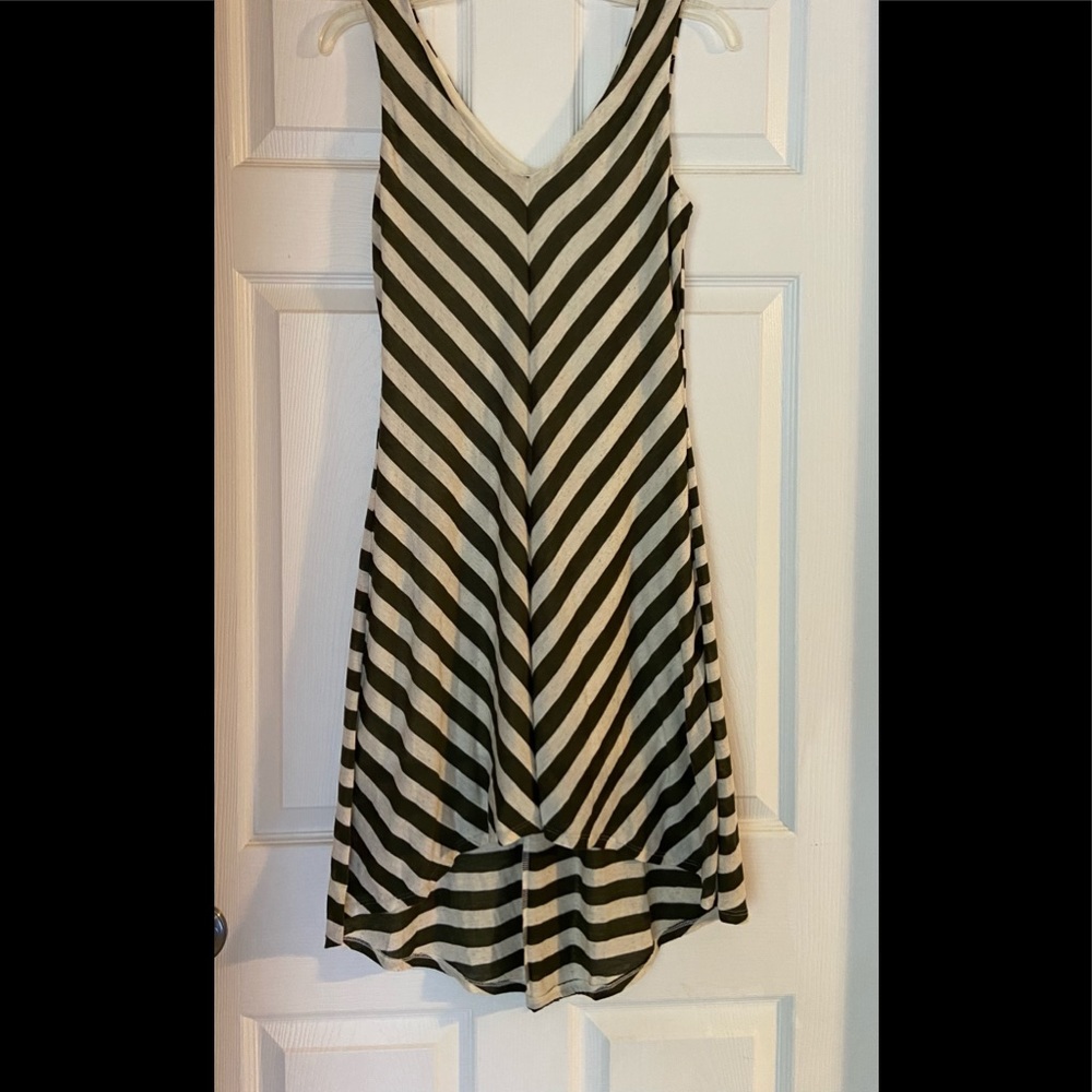 As U Wish Olive Green and Cream Stripped Dress Size XS